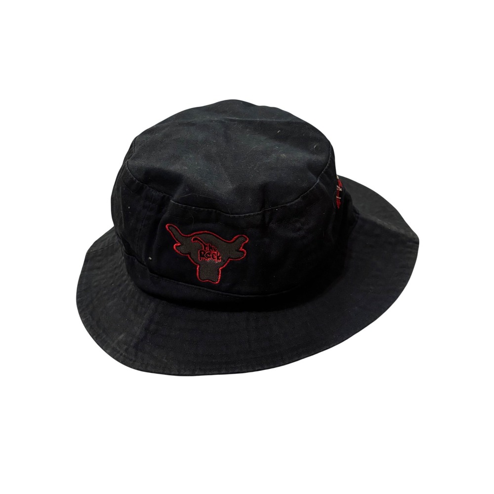 Vintage 2000 WWF The Rock Brahma Bull Bucket Hat Black Cotton One Size Fits Most